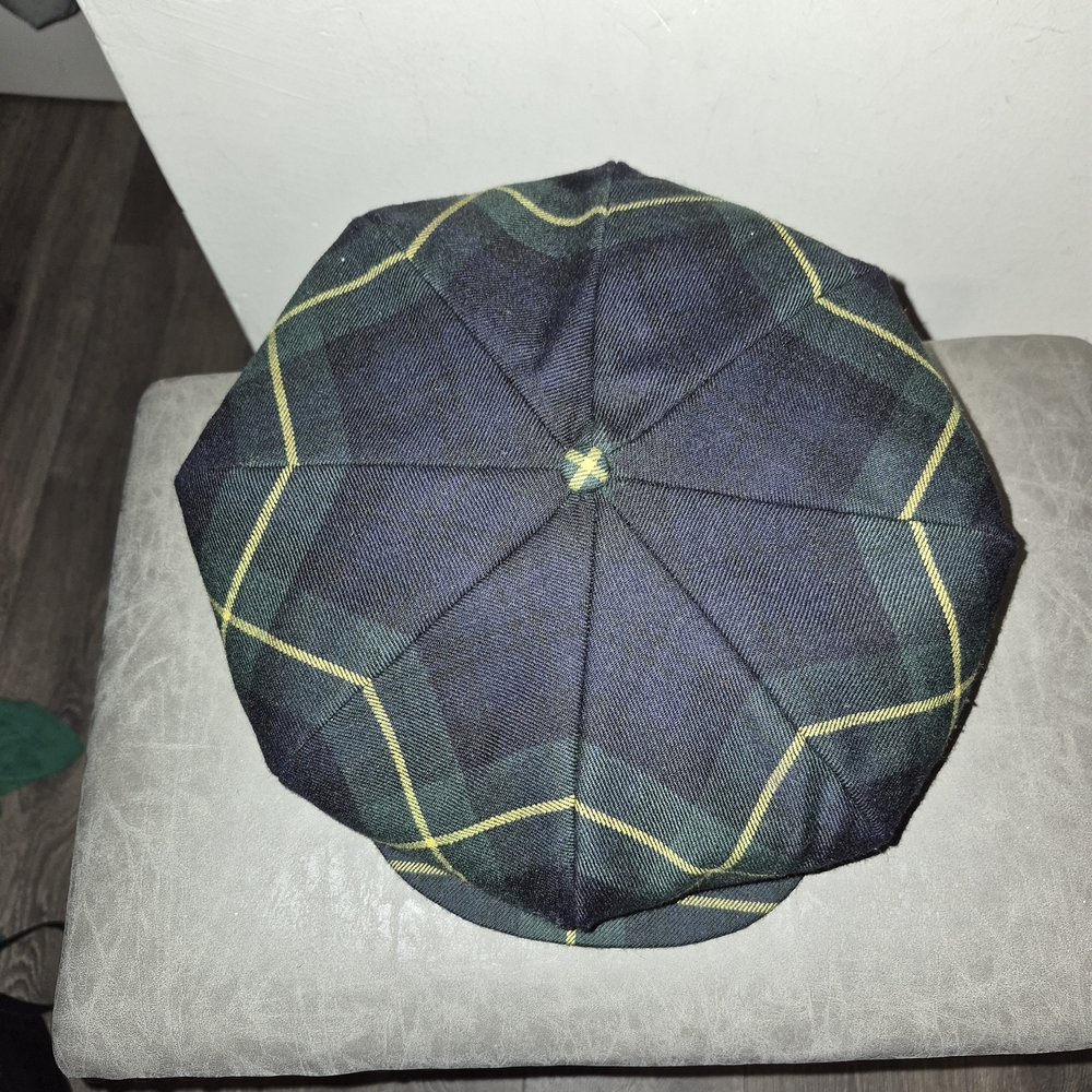 Tartan Newsboy Cap with Yellow Trim